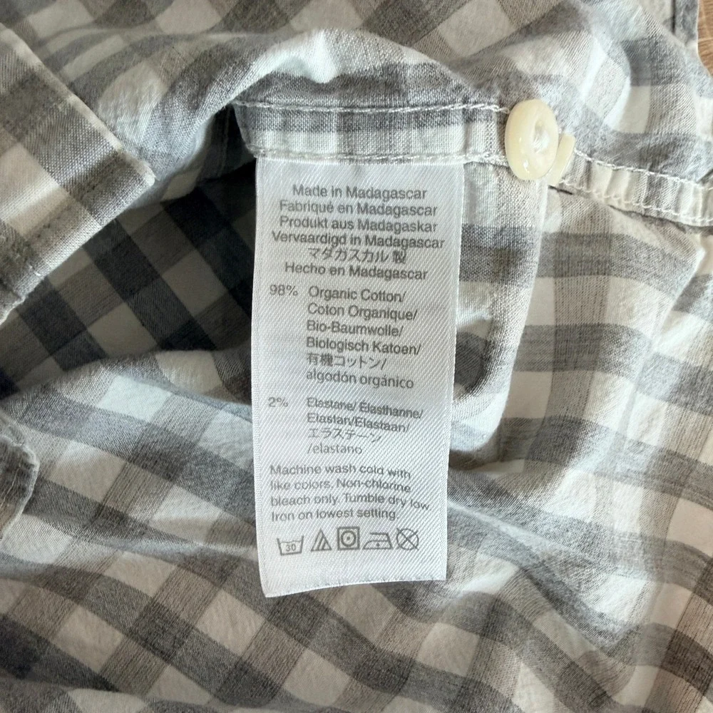 J Crew Slim Fit Secret Wash Stretch Shirt Button Down Mens S Gray‎ Gingham